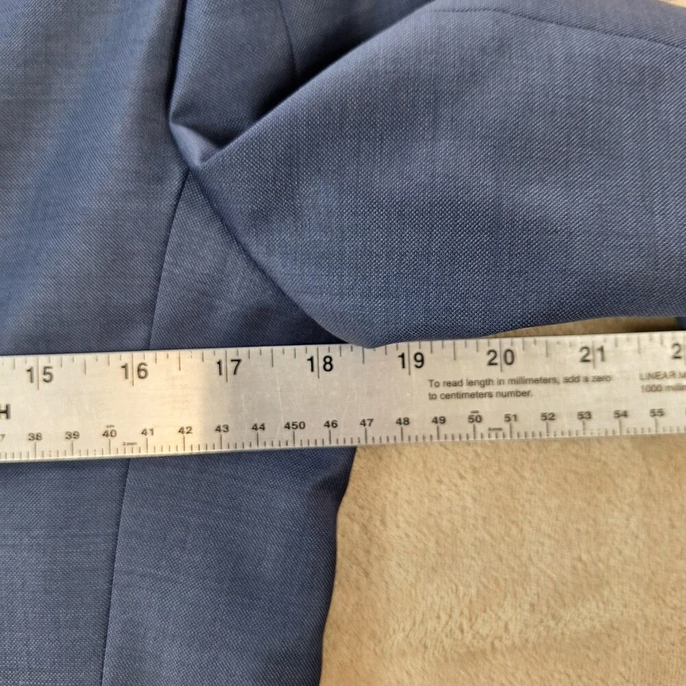 Express Photographer Suit Jacket Mens 38 Blue Solid Single Vent 2 Button Fitted